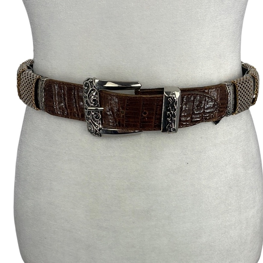 Nanni Leather And Gold Embellishment Italian Made Belt .
